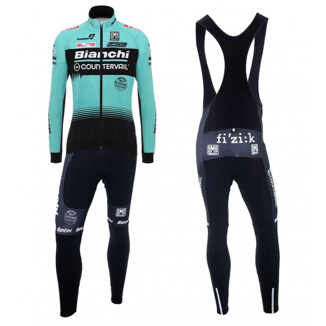 2018 Profteam Bianchi Countervail Fietskleding Fietsshirt lange mouw+Lange fietsbroeken Bib UfqtA