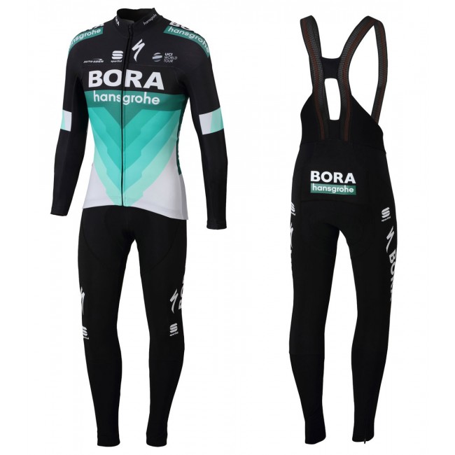 2018 Profteam Bora Hansgrohe zwart Fietskleding Fietsshirt lange mouw+Lange fietsbroeken Bib JCClj