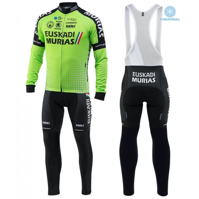 2018 Euskadi Murias Profteam groen winterset Wielerkleding Set Wielershirts lange mouw+fietsbroek lang met zeem 9BK4l