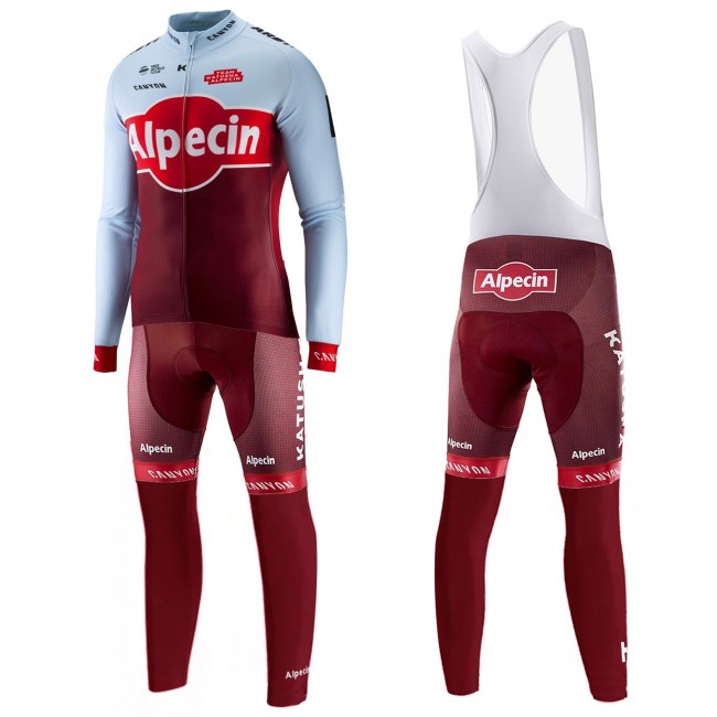 2018 Profteam Katusha Alpecin Fietskleding Fietsshirt lange mouw+Lange fietsbroeken Bib L8x45