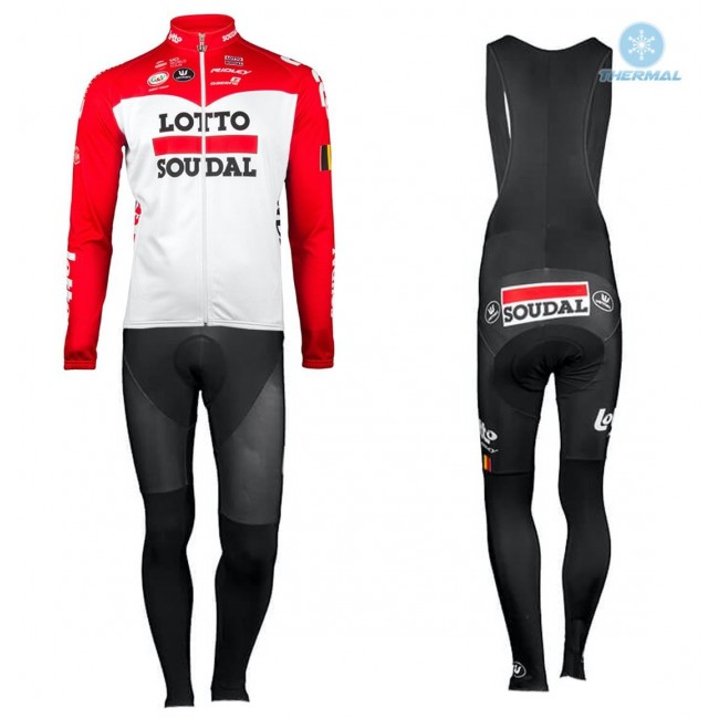 2018 Lotto Soudal rood winterset Wielerkleding Set Wielershirts lange mouw+fietsbroek lang met zeem 6lLaR