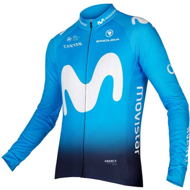 2018 Movistar Profteam blauw Wielershirts lange mouw ZA814