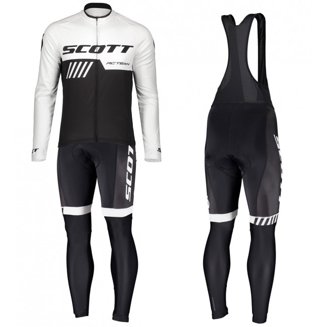 2019 Scott-RC-Profteam zwart-wit Fietskleding Fietsshirt lange mouw+Lange fietsbroeken Bib T8kcW