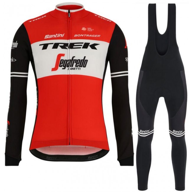 Trek Segafredo 2019 rood Fietskleding Set Fietsshirt lange mouw+Lange Fietsbroeken Bib 7J2LV